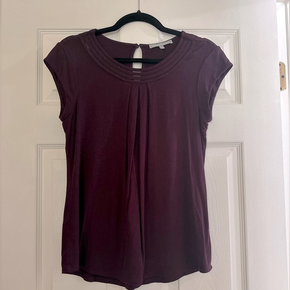 Daniel Rainn Tops - NWOT- Dark Purple Daniel Rainn Brinn Scoop Neck Pleat Detail Knit Top